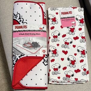 Peanuts Snoopy Valentine’s Day Kitchen Towels & Drying Mats Set - Great Gift 💝